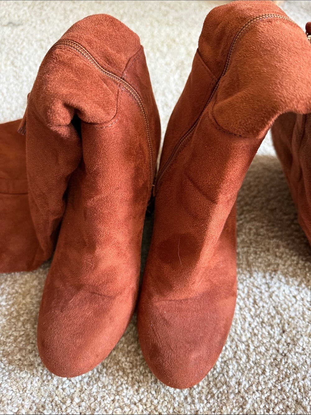 Women's Suede Slouch Boot in Rust